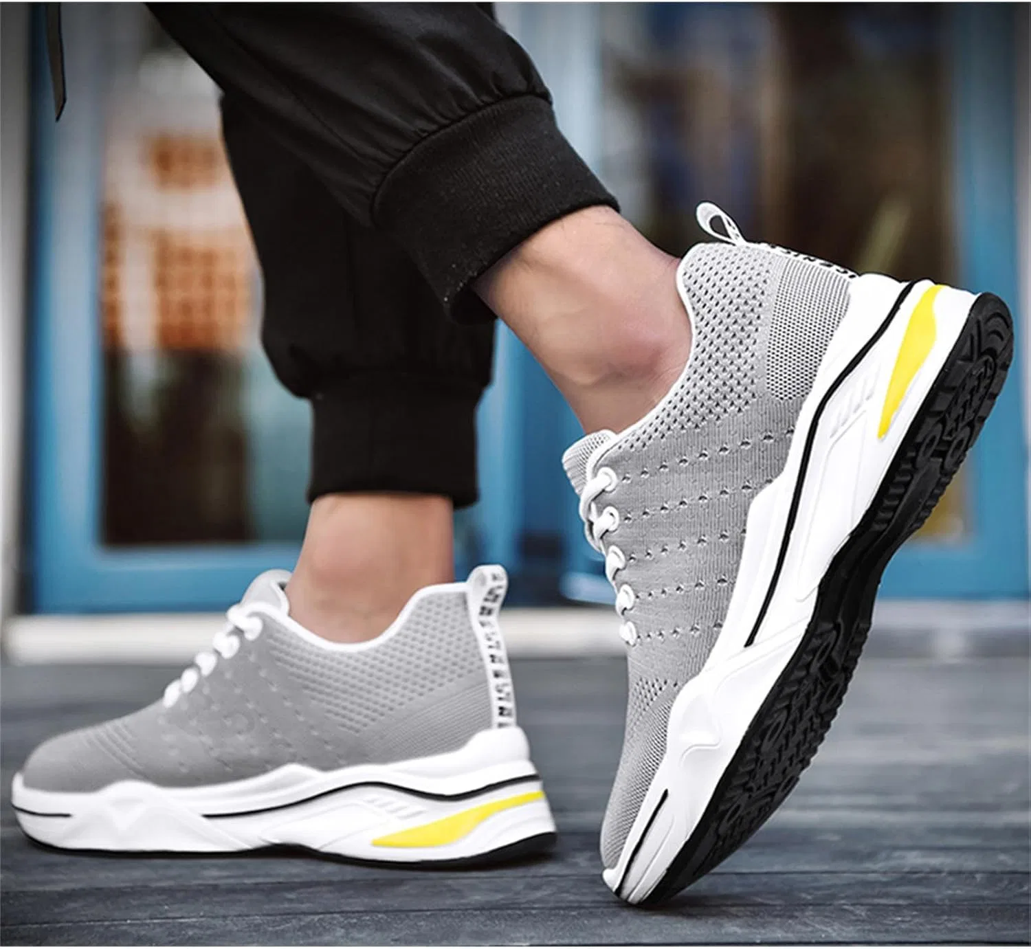Кроссовки Generisch Schuhe mit Erhöhungen für Herren, 6/8/10 cm, Unisex, höhenverstellbar, lässige Mesh-Schuhe mit Erhöhungen, rutschfeste, atmungsaktive Turnschuhe mit Erhöhungen, Schnürschuhe, Grau — фото 3