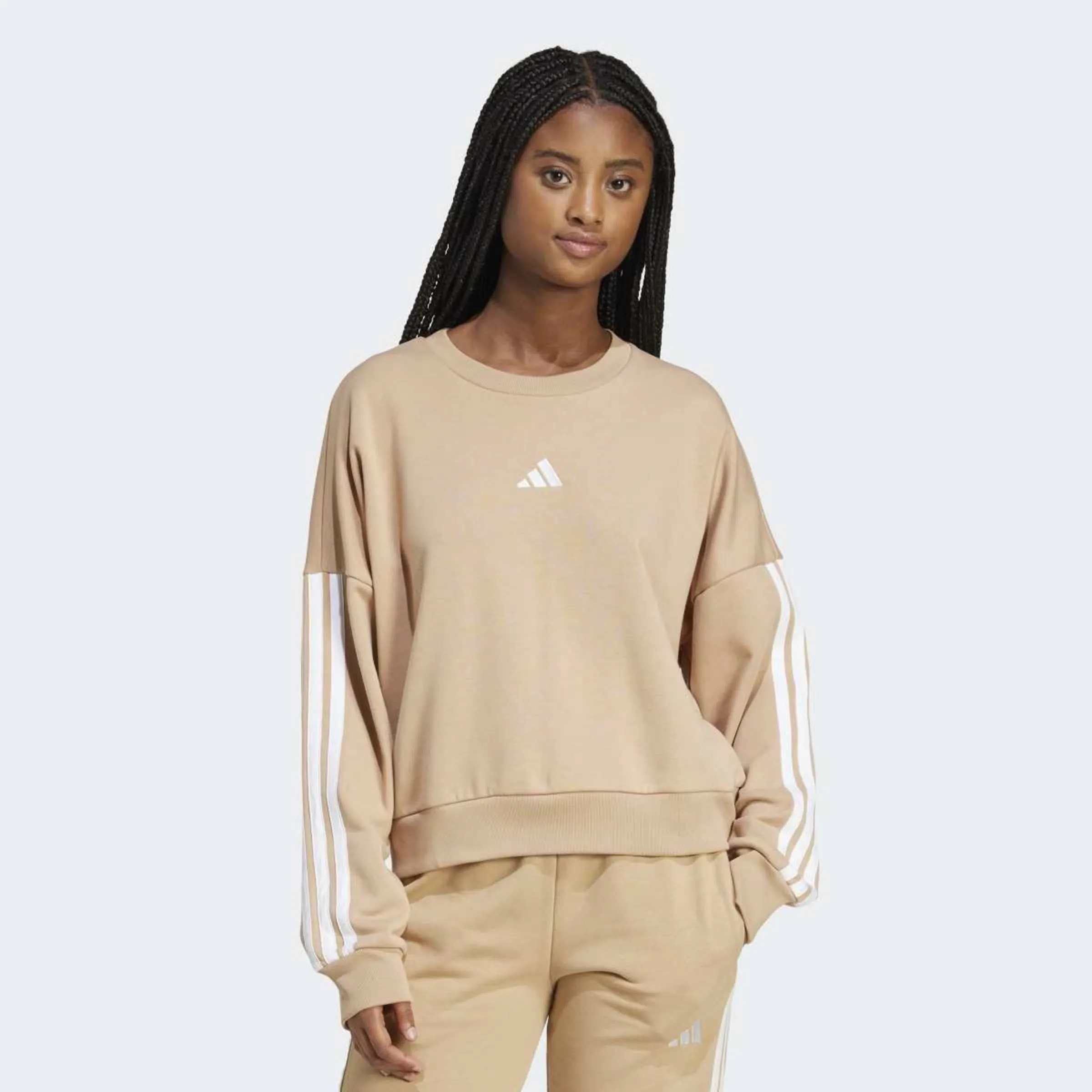 

Женская толстовка Essentials French Terry с тремя полосками Adidas, коричневый