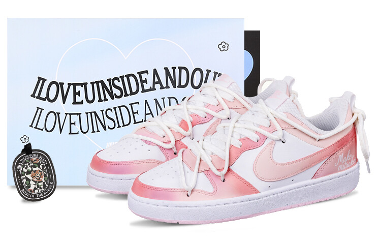

Кроссовки Nike Court Borough Series Skateboard Shoes Women's Low-Top Pink/White