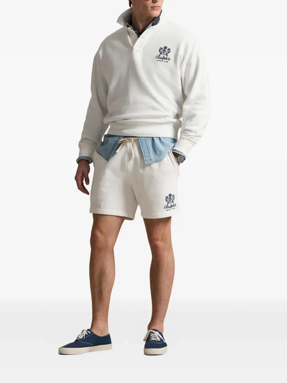 Шорты с графическим принтом и завязками Polo Ralph Lauren, нейтральный — фото 2