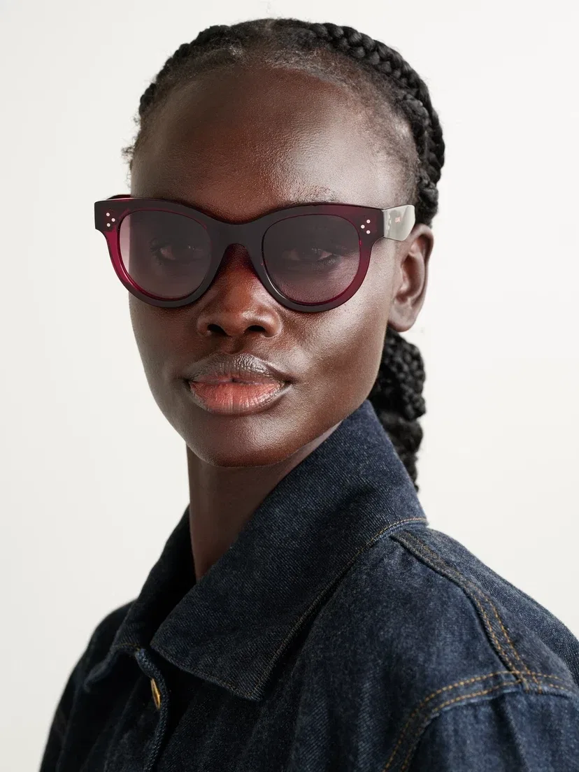 Круглые солнцезащитные очки в ацетатной оправе CELINE EYEWEAR, красный — фото 2