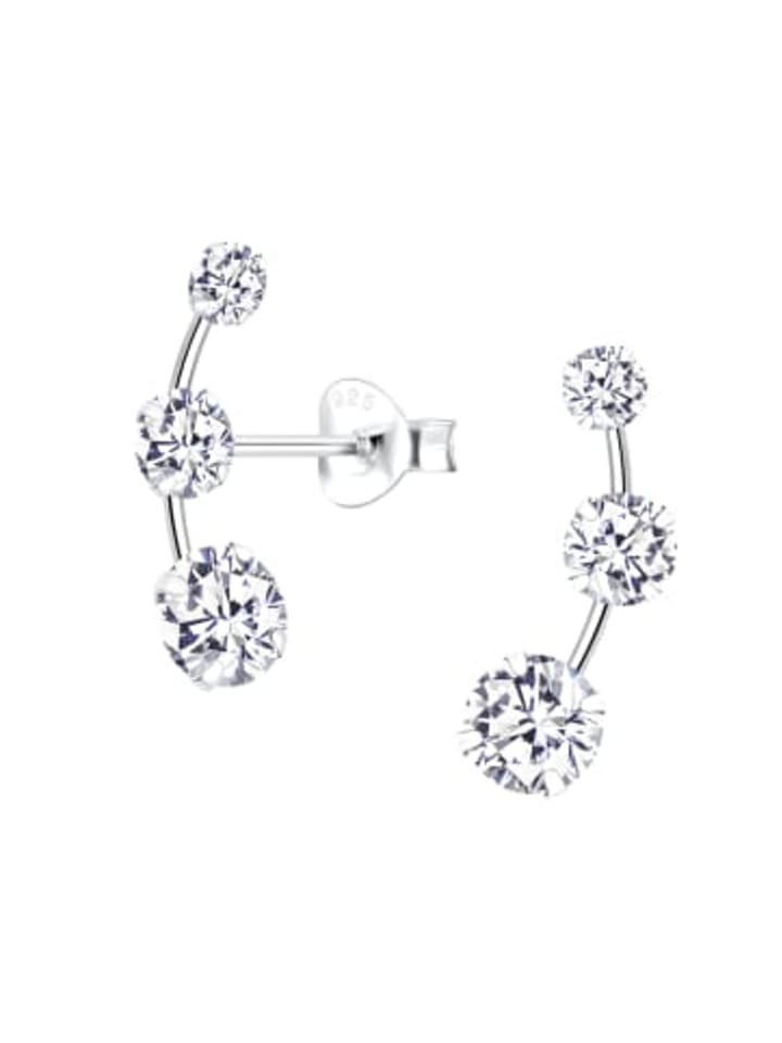 

Alexander York Серьги-гвоздики, тройные циркониевые вставки из серебра 925 пробы, комплект из 2 штук