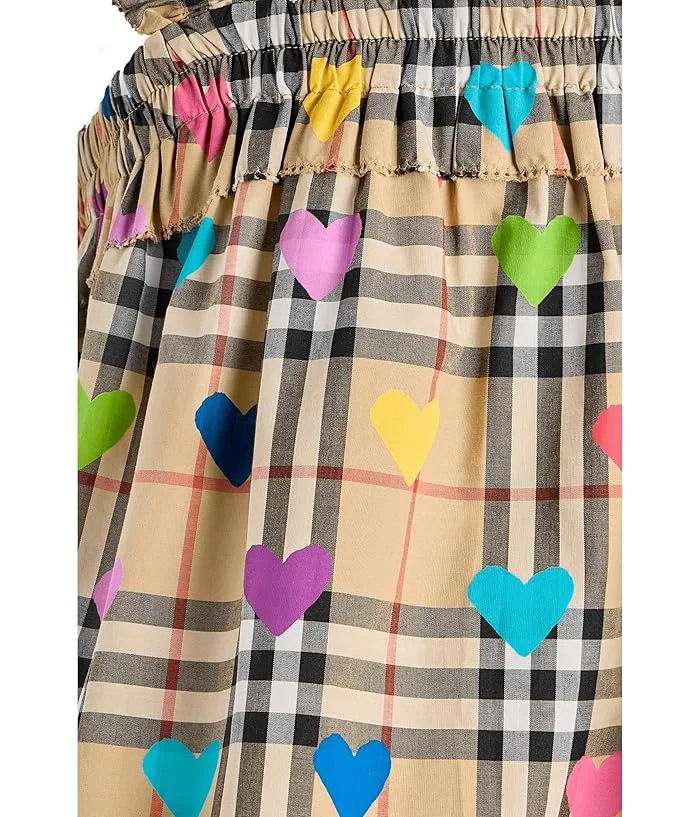 Платье с сердечками Gabi Heart Check Shirt Burberry Kids, Black — фото 3
