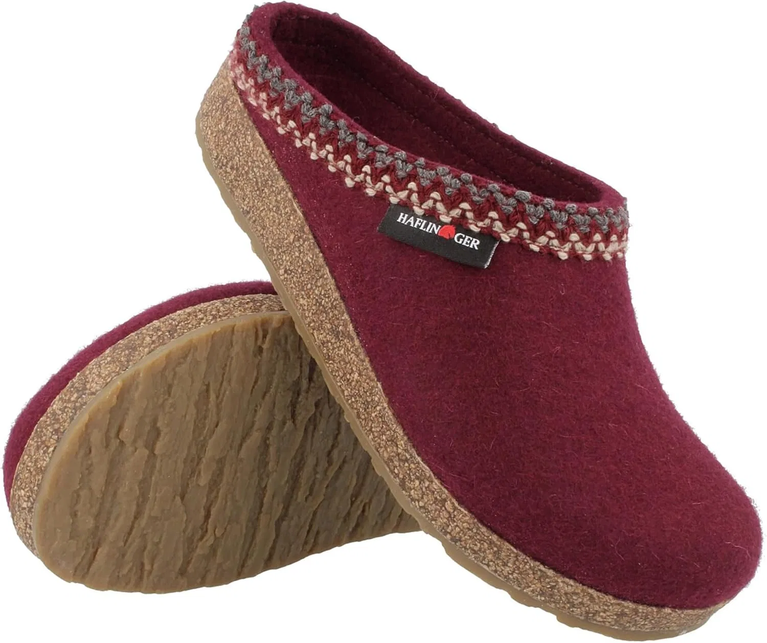 Мюли из войлока с зигзагообразным узором HAFLINGER, бордо — фото 2