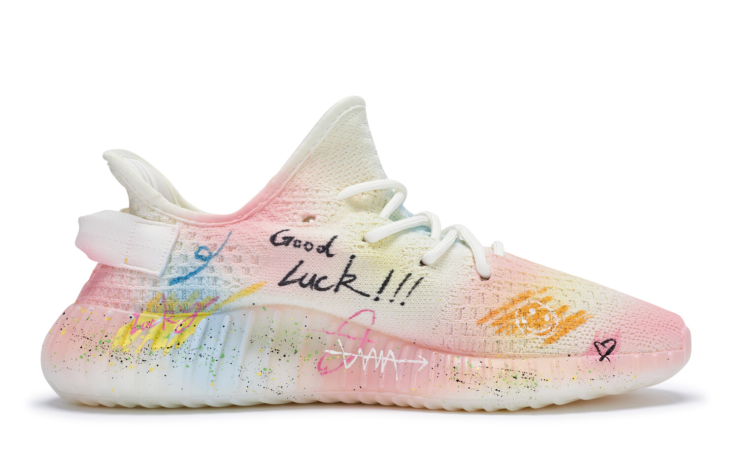 Кроссовки adidas originals Yeezy Boost 350 V2 Lifestyle Shoes Unisex Low-top Pink/yellow/blue, белый/желтый/синий — фото 2