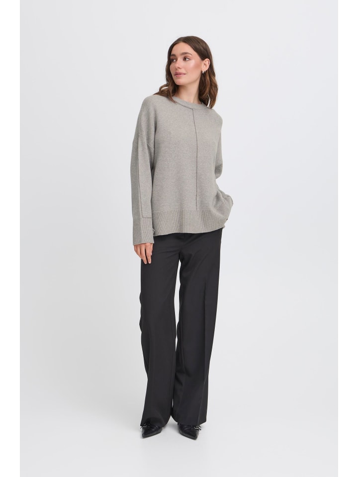 

ICHI Свитер с длинным рукавом IHBALLIA свободного кроя, серого меланжевого цвета