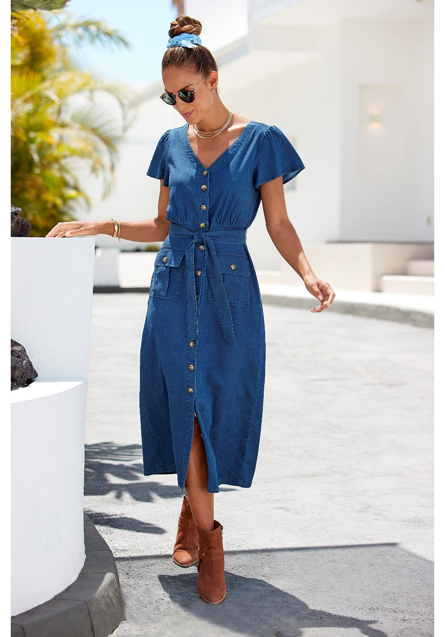 

Женское платье LASCANA с застежкой на пуговицы, Denim