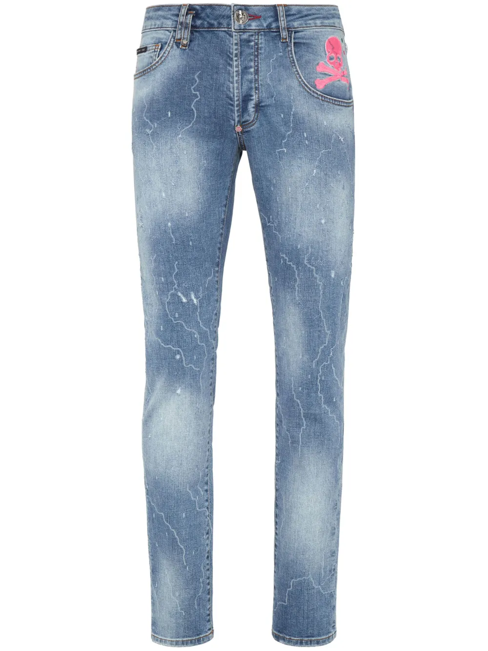 

Прямые джинсы с принтом Skull Philipp Plein, синий