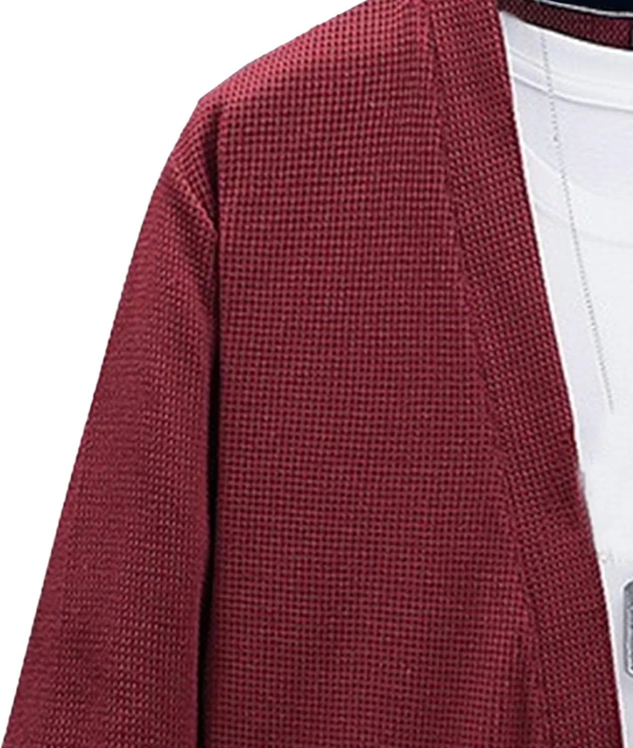 Мужской длинный кардиган с v-образным вырезом, кабельная вязка, slim fit — фото 4