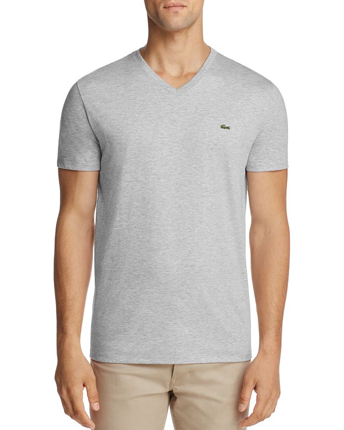 

Футболка из хлопка пима с V-образным вырезом Lacoste, серый