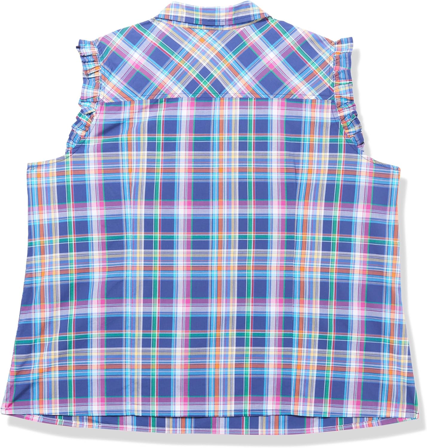 Женский спортивный топ Tommy Hilfiger без рукавов с оборками в клетку, Blue Multi — фото 3