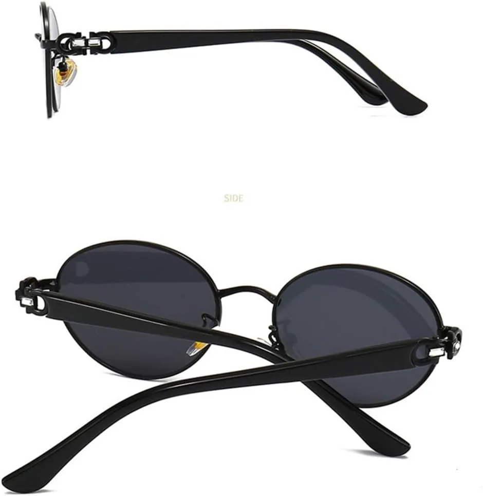 

Овальные солнцезащитные очки для мужчин и женщин в стиле панк, градиентные, ретро, ​​металлические, для вождения, защита от ультрафиолета UV400 HDUBFY, 4