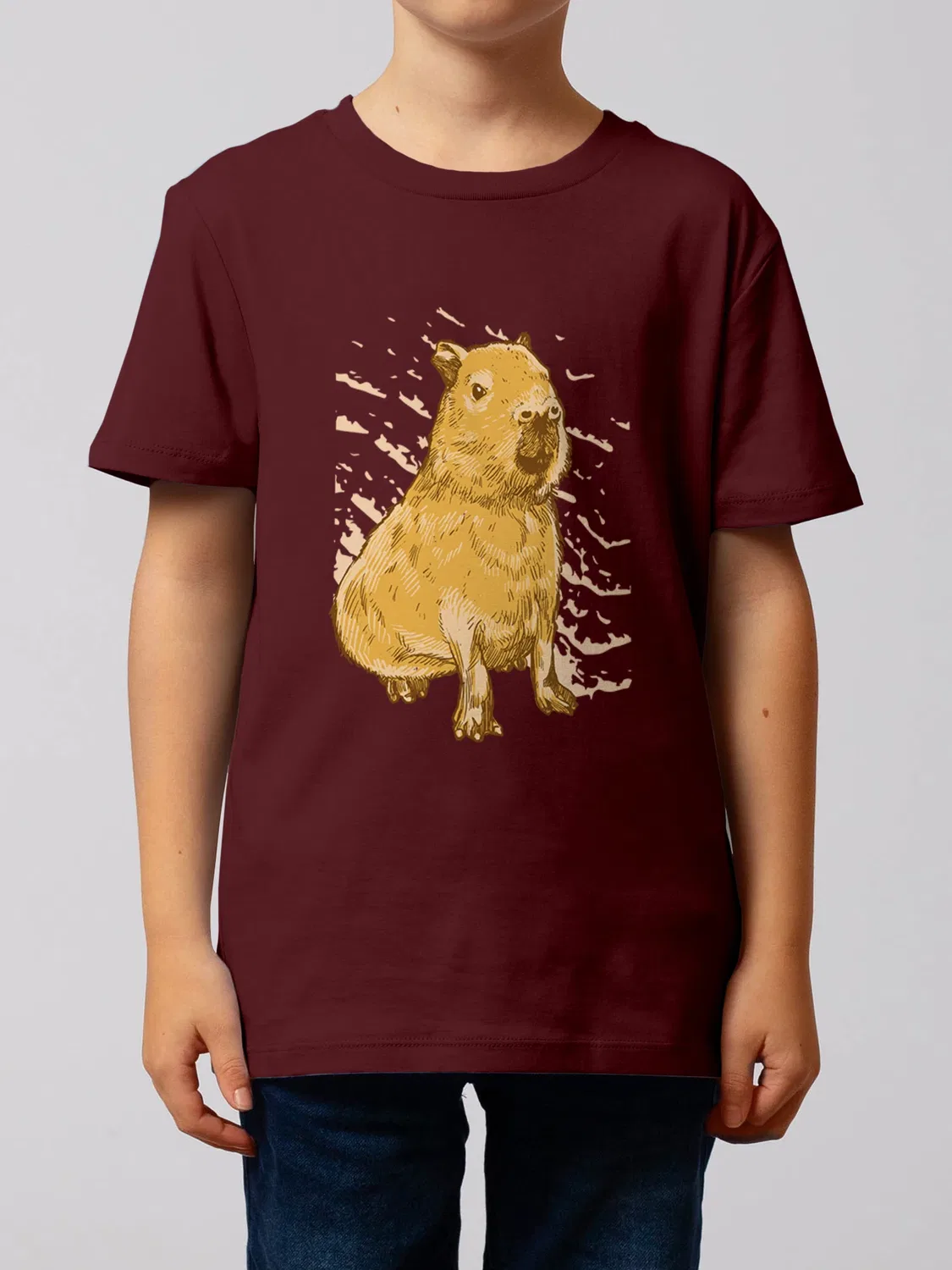 Футболка детская с капибарой Wat? Apparel, винно-красный