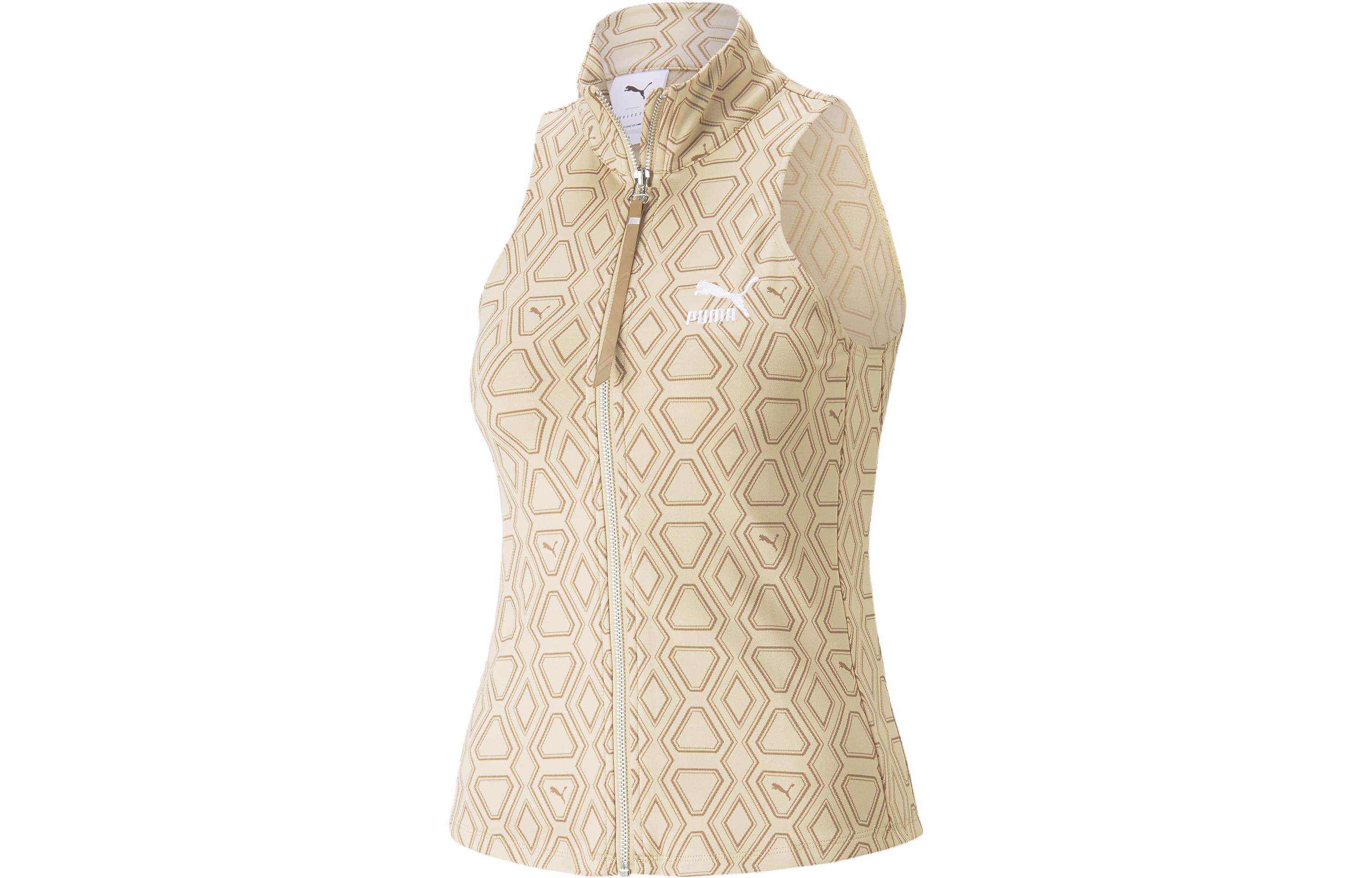 

PUMA Люкс спорт T7 Вязаный топ Женский жилет Светлый песочный, Light Sand