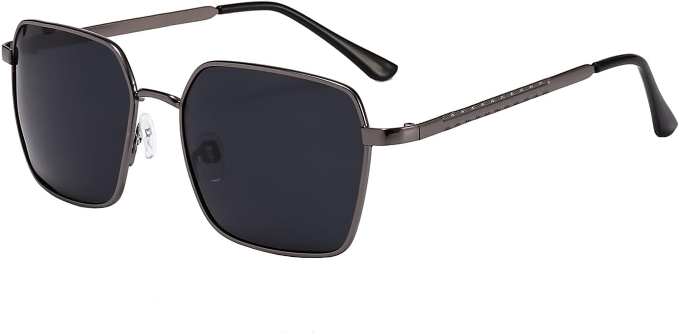 

Поляризованные квадратные солнцезащитные очки с защитой от УФ-излучения, модная металлическая оправа, ретро-очки с темными линзами для женщин и мужчин Azoxus, Deep Gray Frame/ Black Gray Lens