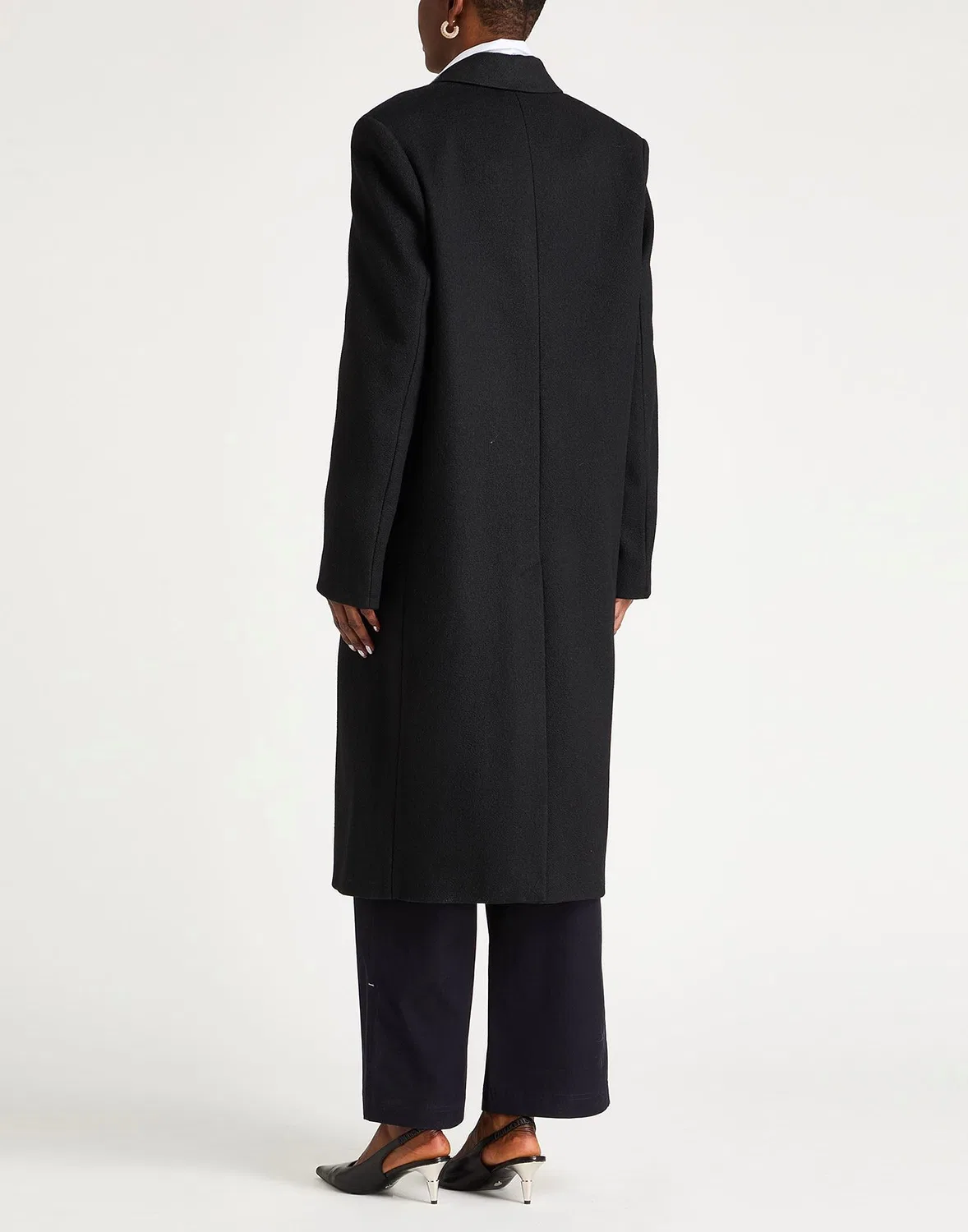 Пальто однобортное фланелевое Acne Studios черное — фото 3