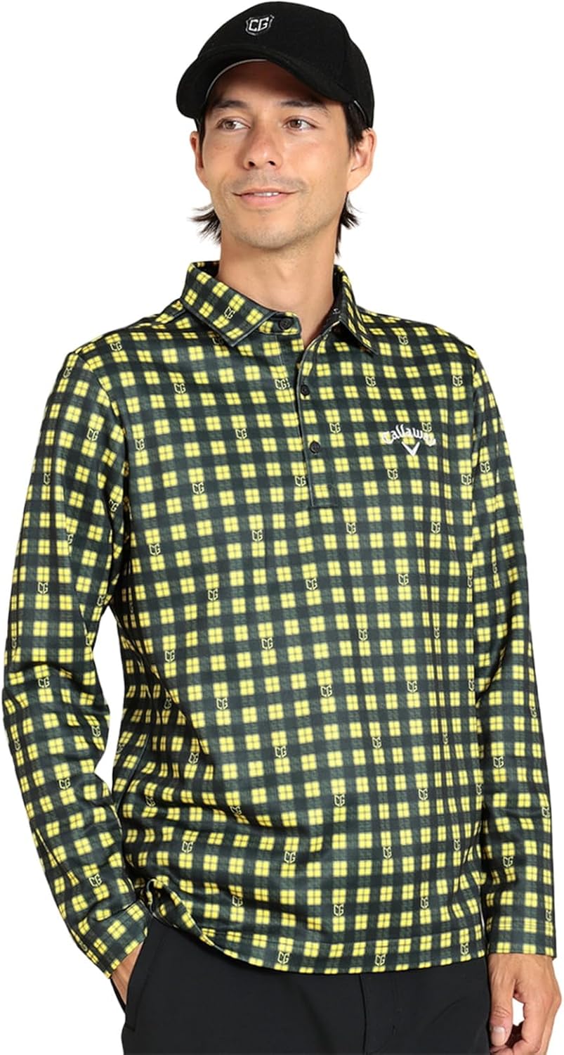 

Мужская рубашка-поло с длинным рукавом Callaway C23233114 (в клетку, на флисовой подкладке), для гольфа, желтый