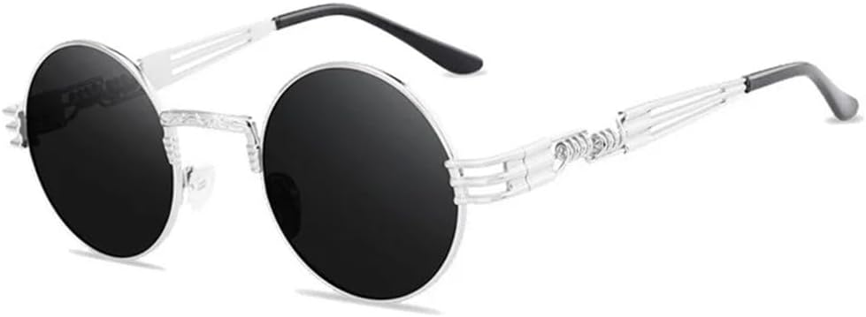 

Солнцезащитные очки MUTYNE для мужчин и женщин в стиле стимпанк, металлические, винтажные, в круглой оправе, для путешествий, уличной моды, с защитой от УФ-излучения UV400, Silver Black