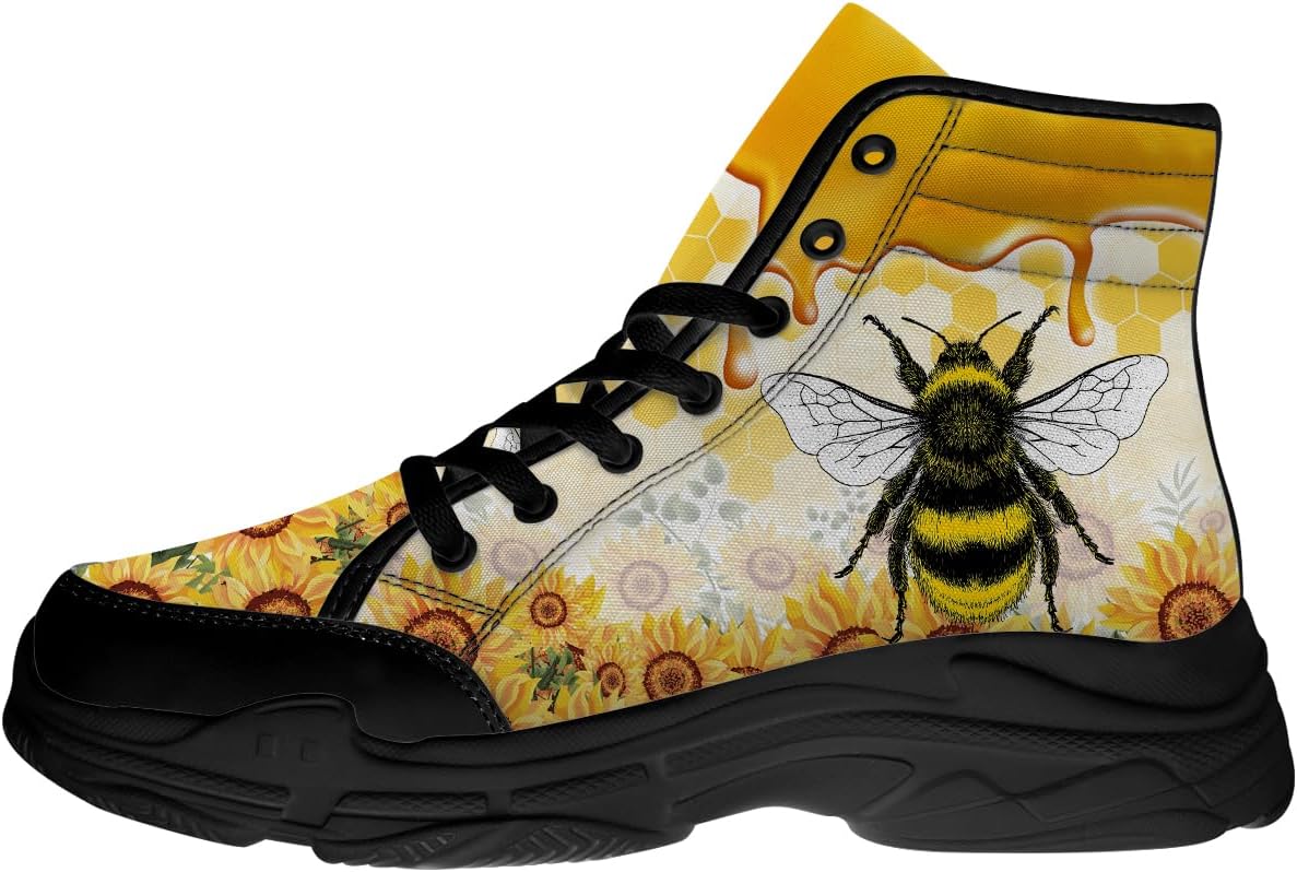 

Кроссовки Quorax Bee для женщин и мужчин, высокие, на шнуровке, из текстиля, подарки для нее и для него, черный/желтый