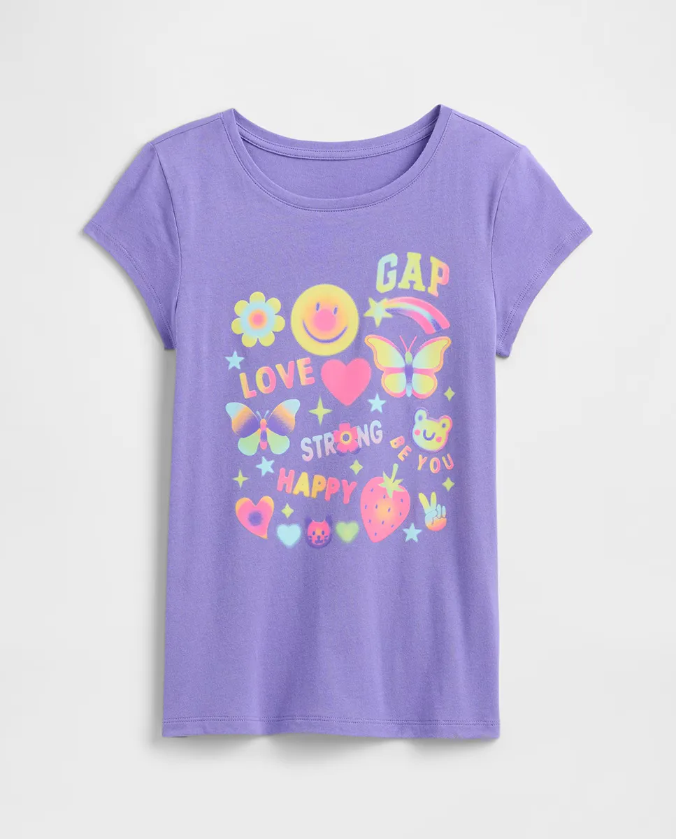 

Футболка с коротким рукавом и круглым вырезом для девочек Gap, бирюзовый