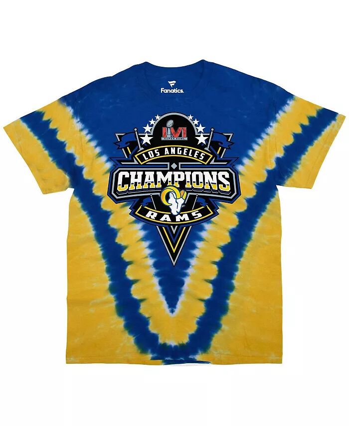 

Мужская синяя футболка Los Angeles Rams Super Bowl LVI Champions V-Dye Fanatics