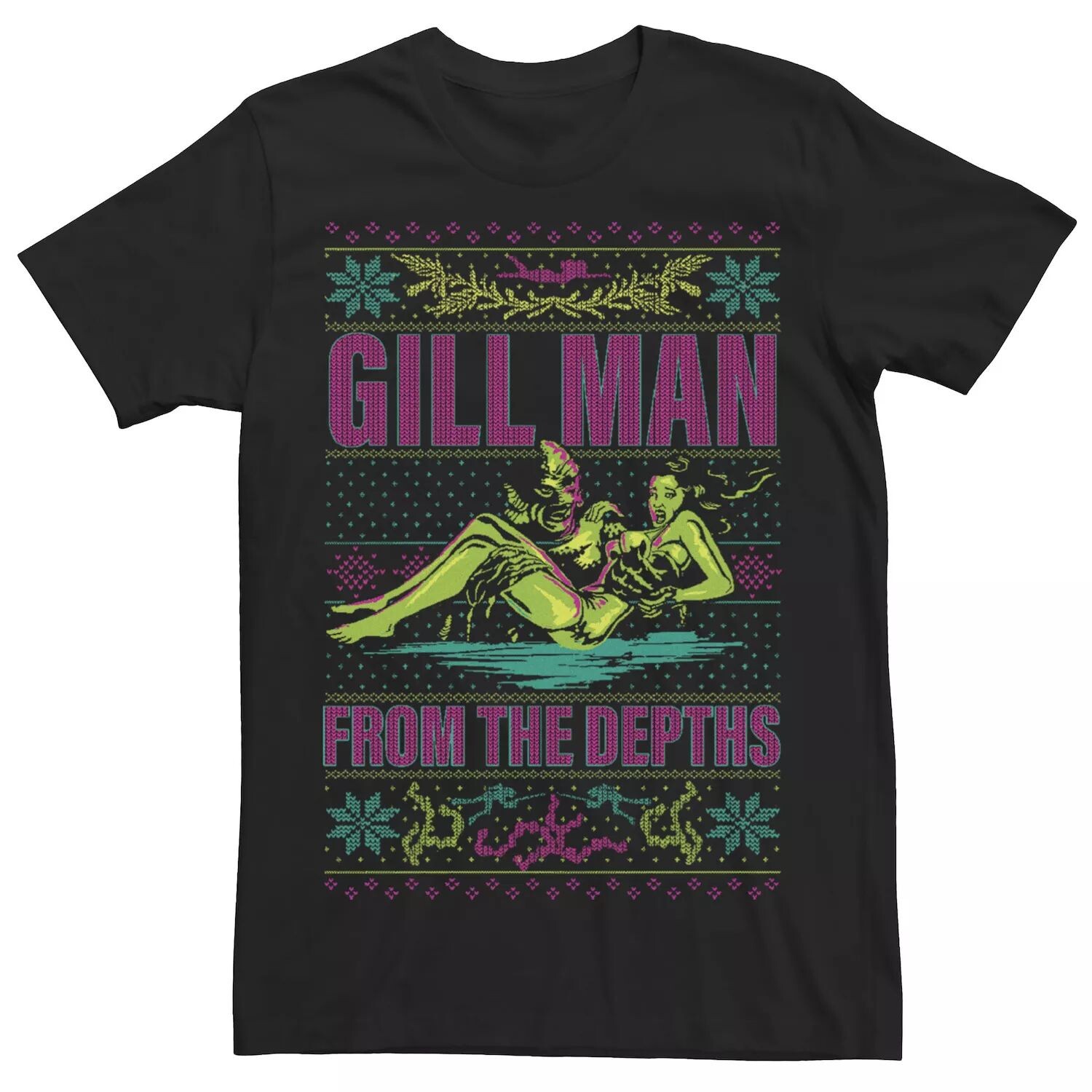 

Мужская универсальная футболка Monsters Christmas Gill Man From The Depths Licensed Character