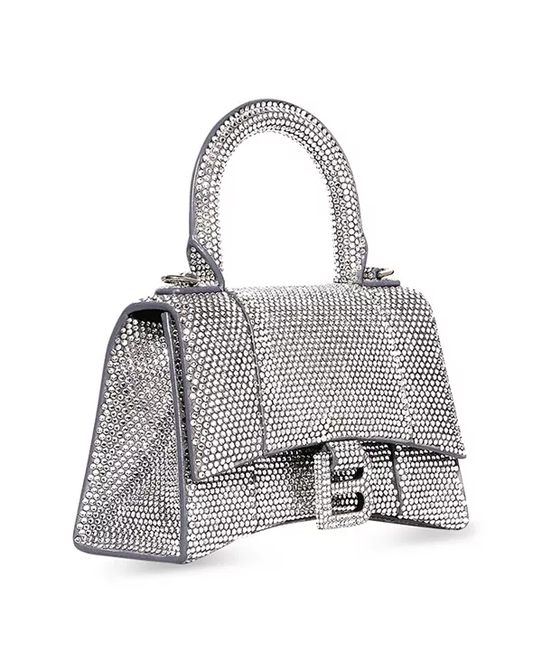 Сумочка в форме песочных часов со стразами. Balenciaga, серебряный — фото 4