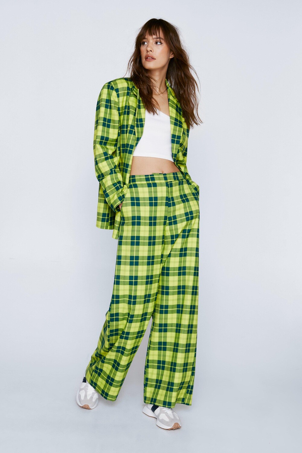 

Широкие брюки в клетку Nasty Gal, мультиколор