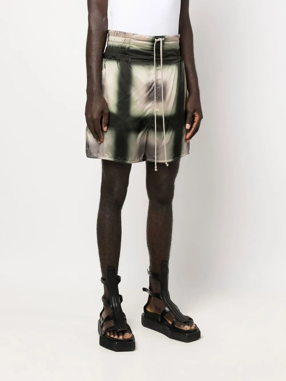 Шорты с кулиской и геометричным принтом Rick Owens, нейтральный — фото 3