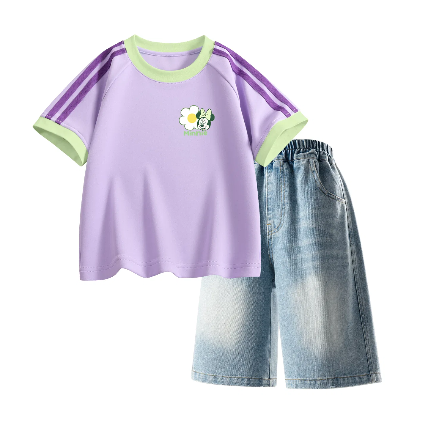 Детский спортивный костюм Casual Sportswear 2 Piece Set Disney, Di Floral Sky Purple+Solid Color Denim Blue