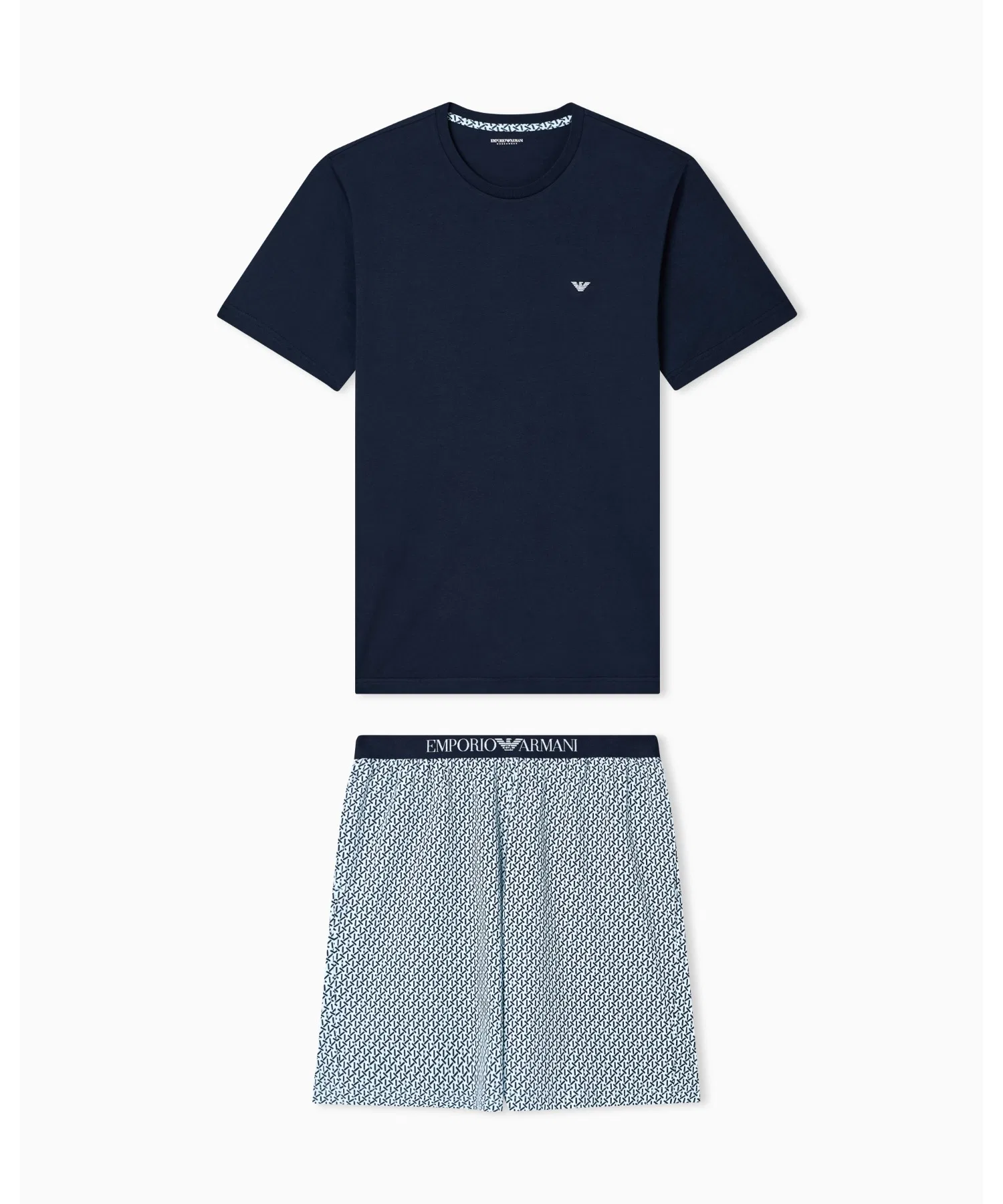 <Эксклюзивно онлайн> Пижама Emporio Armani - трикотажная, с комбинированным принтом, типа бермуды. — фото 4