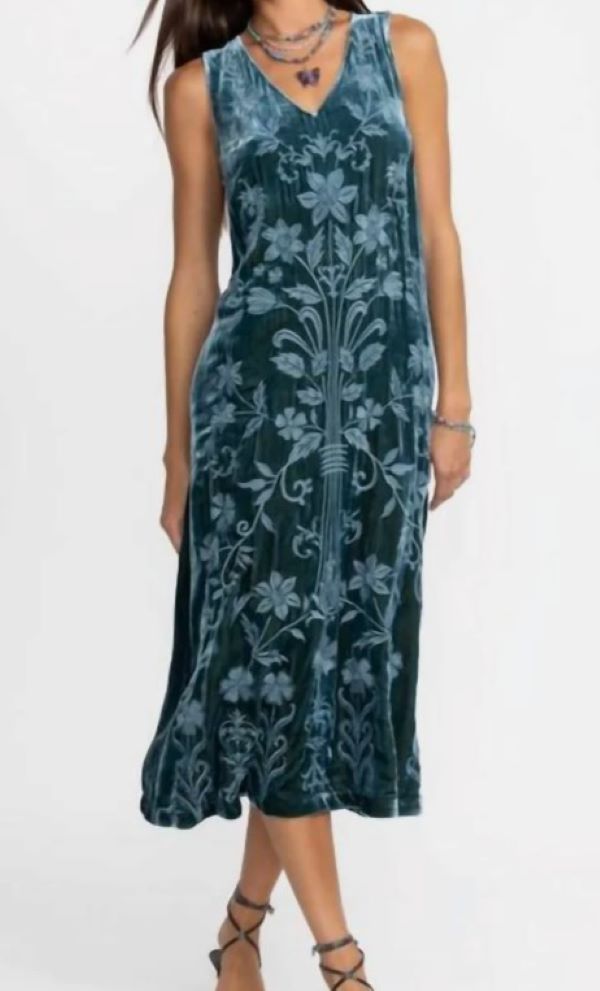 

Бархатное платье с V-образным вырезом в цвете павлин Johnny Was, мультиколор