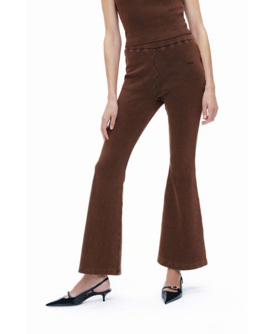 

Женские ребристые расклешенные брюки NOCTURNE, Brown