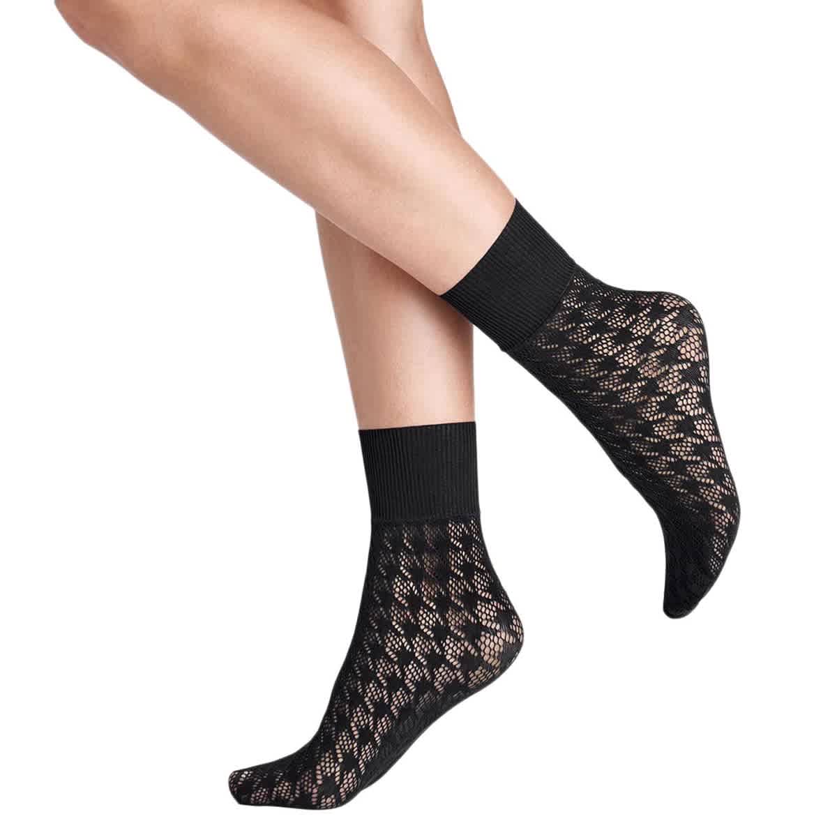 

Wolford Женские черные ажурные носки Dylan Houndstooth