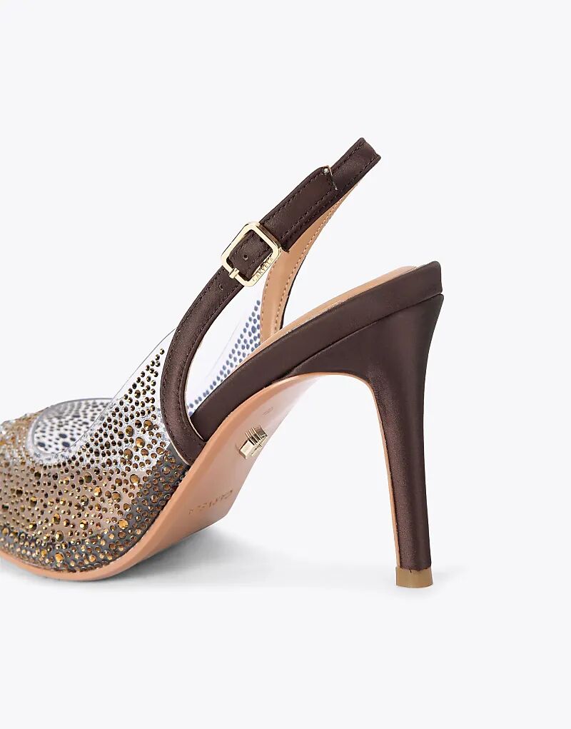 Виниловые туфли Carvela Positano на каблуке с открытой пяткой коричневого цвета — фото 4