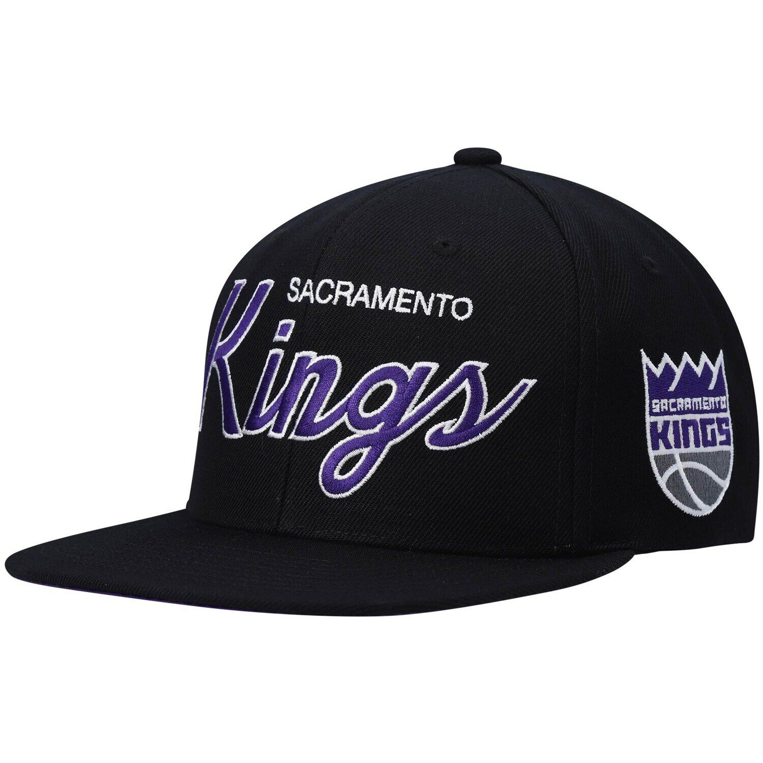 

Мужская кепка Mitchell & Ness Black Sacramento Kings Hardwood Classics Script 2.0 Snapback