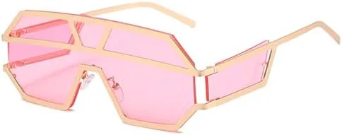 

Женские солнцезащитные очки без оправы из сплава, модные, большие, цельные, мужские солнцезащитные очки в стиле ретро, ​​черные и коричневые цвета MTZJH, C6gold-pink