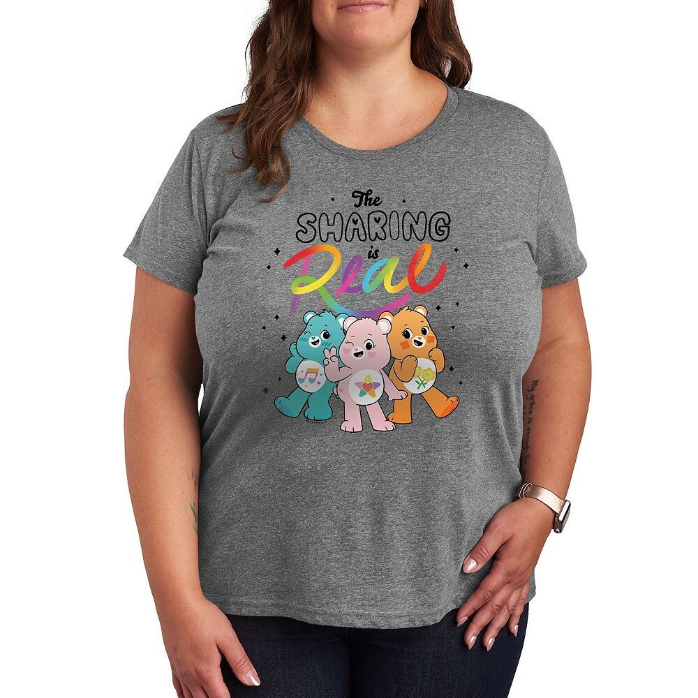 

Футболка Plus Care Bears The Sharing Is Real с графическим рисунком Licensed Character, цвет Heather Gray