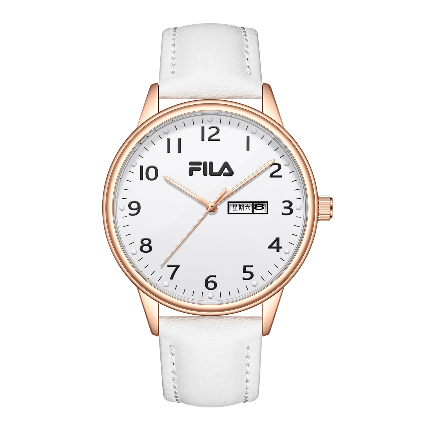 

FILA Часы кварцевый механизм натуральный кожаный ремешок белый циферблат unisex