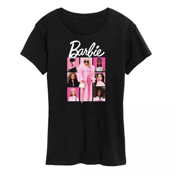

Женская розовая футболка с сетчатым принтом Barbie, черный