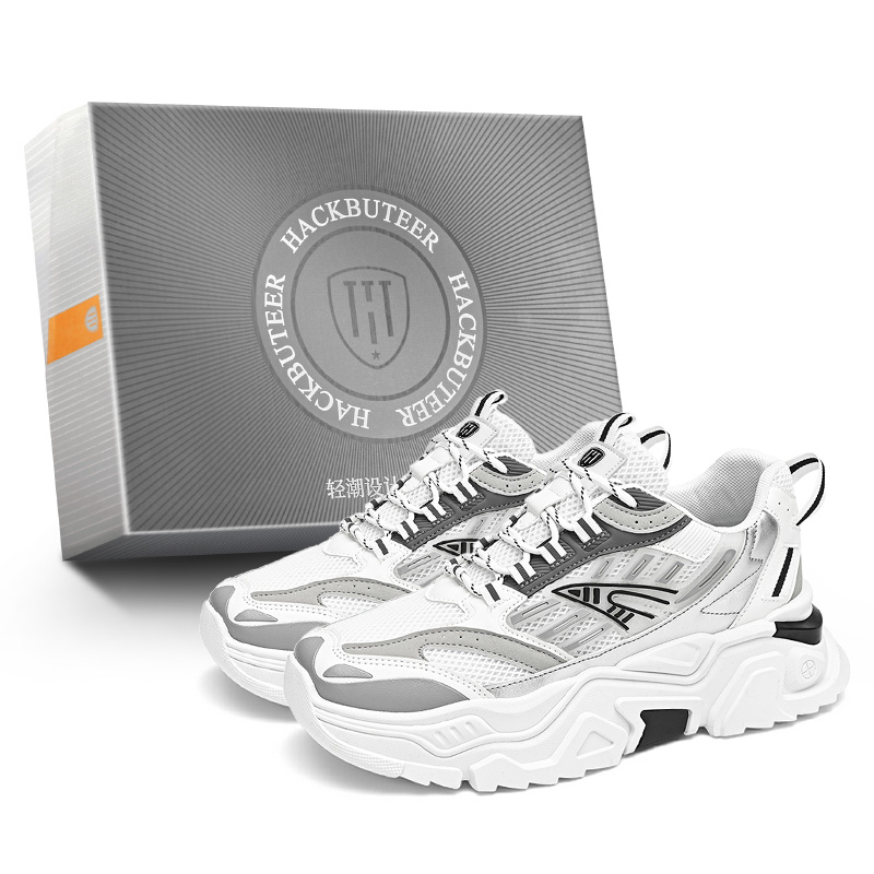 

Низкие массивные кроссовки для мужчин. Коробка HACKBUTEER, White Black (Box)