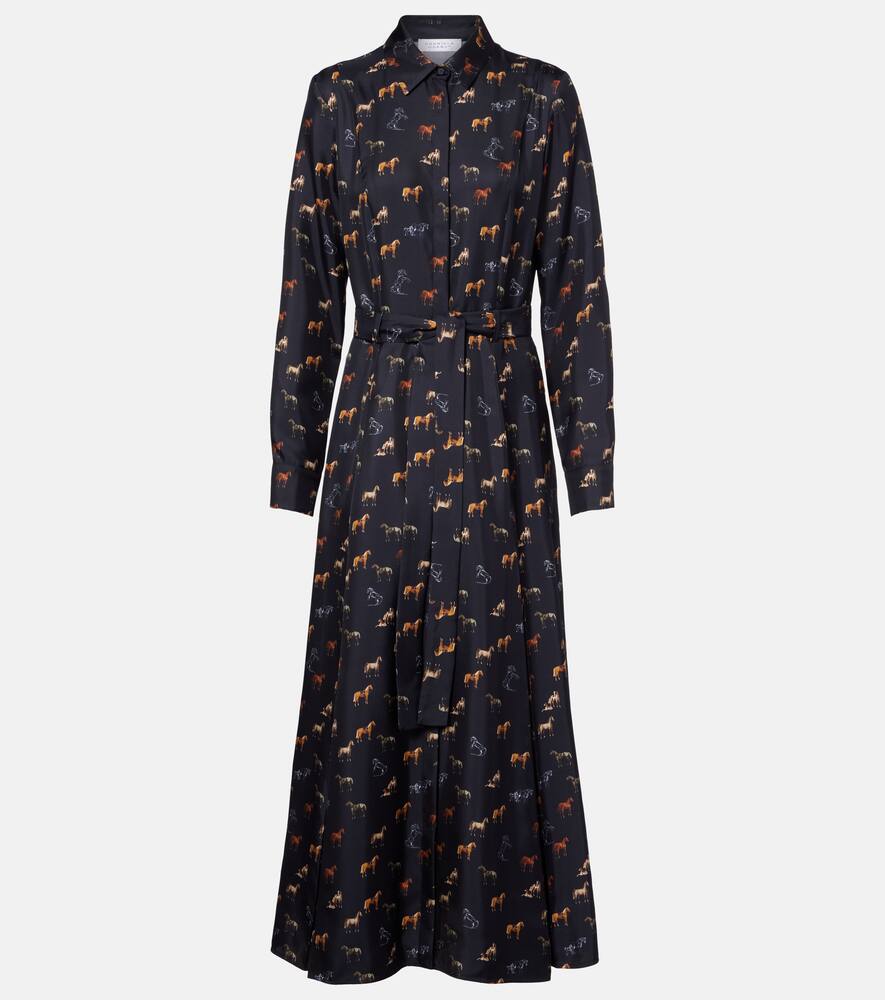 

Шелковое платье-рубашка galway с поясом Gabriela Hearst, Dark Navy Multi