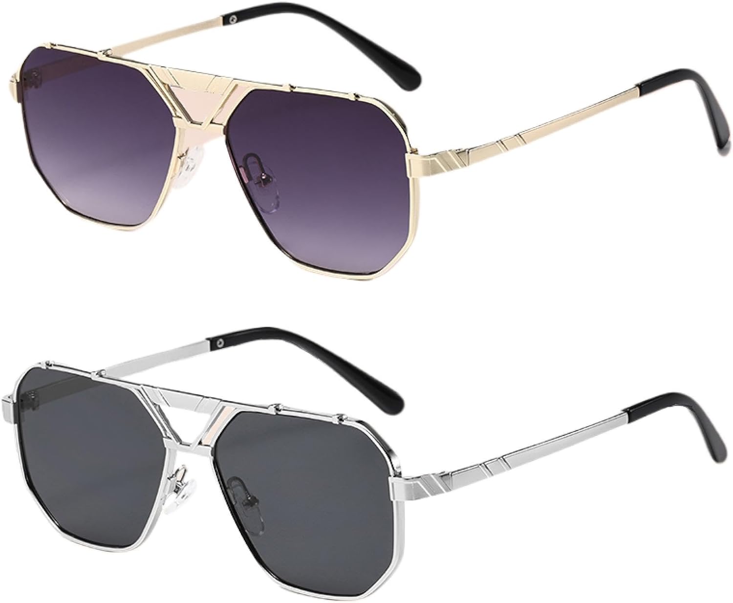 

Солнцезащитные очки с защитой UV400 | Металлические двойные перемычки, градиентные линзы | Для женщин и мужчин, для занятий спортом на открытом воздухе и вождения DSVIGF, 2pcs Z01a