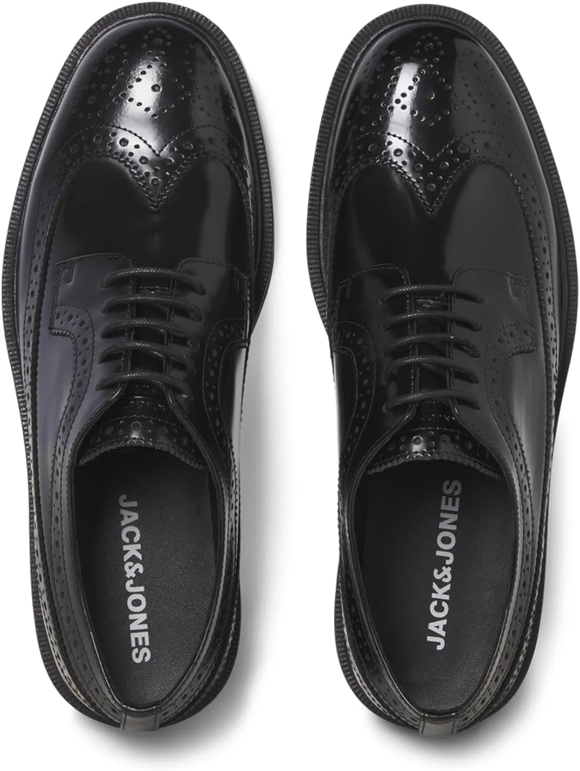 Туфли JACK & JONES Men's Jfwdax Leather Brogue Styd, Black — фото 2