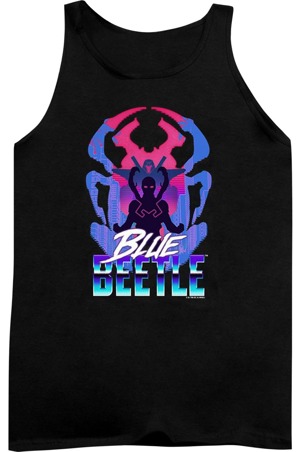 

Майка-топ для взрослых Blue Beetle (2023) Silhouette Gildan, черный