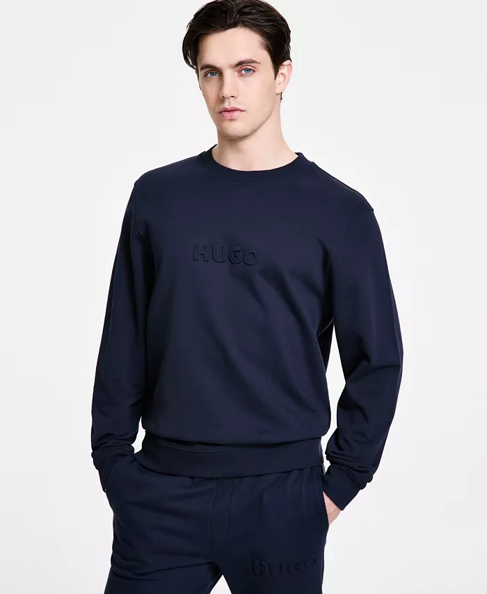 

Мужской свитшот с тисненым логотипом Dankobi, классический крой Hugo Boss, синий