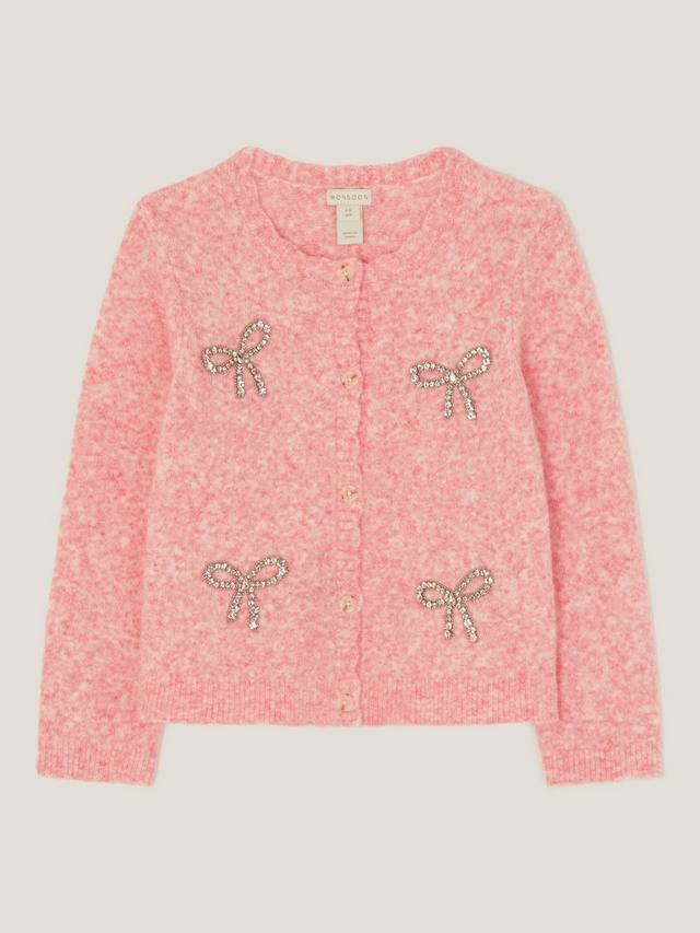 

Детский кардиган с длинными рукавами и пайетками на бантовых пуговицах Monsoon, Pink