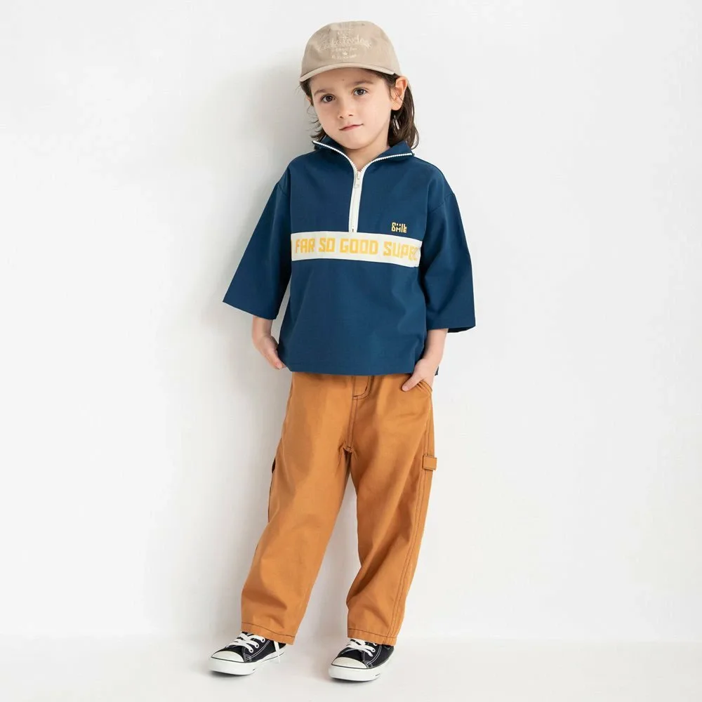 Футболка с рукавами 3/4 и молнией до середины груди [Dry Mesh] Branshes, Navy blue — фото 3