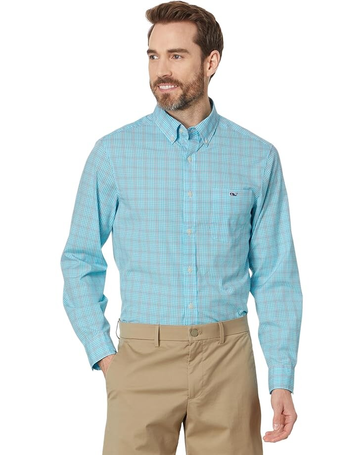 

Рубашка Vineyard Vines Check Stretch Poplin, цвет Mist Blue Plaid