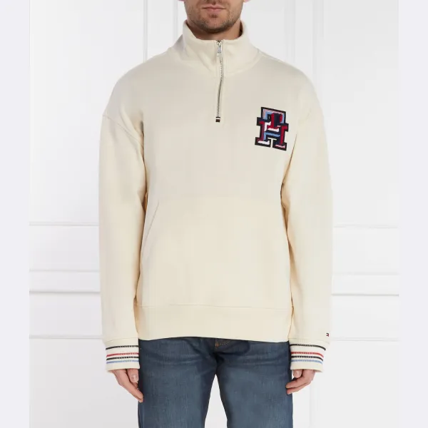 

Толстовка оверсайз с монограммой на молнии на молнии 1/4 Tommy Hilfiger, экрю